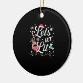 大人のフラミンゴのクリスマスに点灯おもしろいしよう セラミックオーナメント (左)