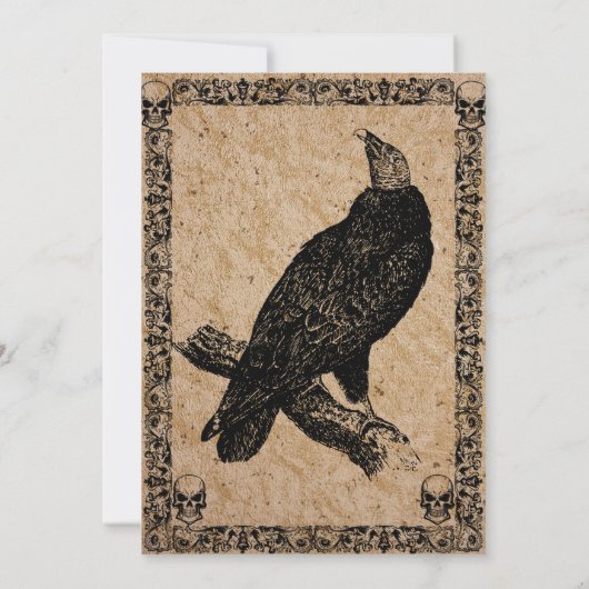 大人のヴィンテージゴシックのハロウィーンの衣装パーティー 招待状 (裏面)