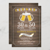 大人の共同誕生日の招待状応援およびビール 招待状 (正面/裏面)