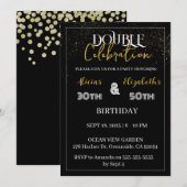 大人の共同誕生日パーティー　ブラック＆ゴールドコラボレーション 招待状 (正面/裏面)