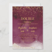 大人の共同誕生日パーティー | 紫金のグリッター 招待状 (正面)