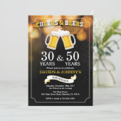 大人の共同誕生日招待 乾杯とビール 招待状 (スタンド正面)