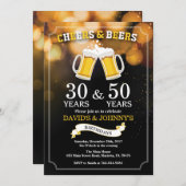 大人の共同誕生日招待 乾杯とビール 招待状 (正面/裏面)