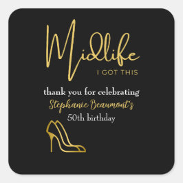 大人の女性のためのゴージャスな50歳の誕生日お祝い スクエアシール