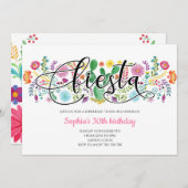 大人の女性のためのフィエスタパーティー カクタス メキシコの誕生日 招待状 (正面/裏面)