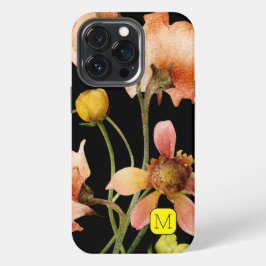 大人の女性向けのエレガントなデザイン 黒い花 iPhone 13 PROケース