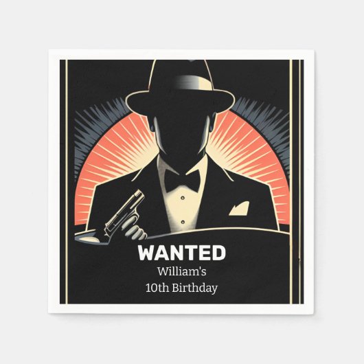 大人の子供から90年代の少年レトロマフィア10誕生日 スタンダードカクテルナプキン (正面)