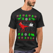 大人の子供のための恐竜の醜いクリスマスセーター Tシャツ (正面)