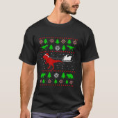 大人の子供のための恐竜の醜いクリスマスセーター Tシャツ (正面)