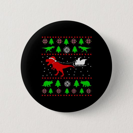 大人の子供のための恐竜の醜いクリスマス 缶バッジ (正面)