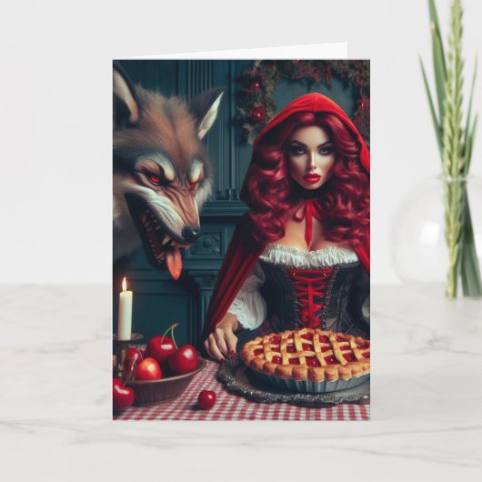 大人の小さな赤の大きな悪い狼誕生日 カード (正面)