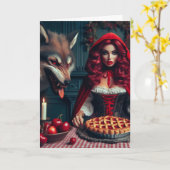 大人の小さな赤の大きな悪い狼誕生日 カード (黄色い花)