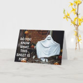 **大人の幽霊**ハロウィーンの愛を使ってシーツを見る カード (黄色い花)