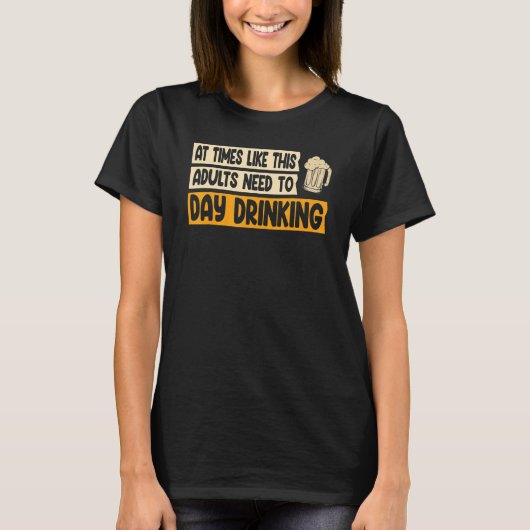大人の日のような時間を飲むビーチパーティーデイドリン Tシャツ (正面)