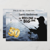 大人の漁師マイルストーン50誕生日ザ・ビッグワン 招待状 (正面/裏面)