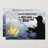 大人の漁師マイルストーン80誕生日ザ・ビッグワン 招待状 (正面/裏面)
