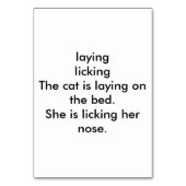 大人の猫の懐中電灯読をなめる動詞 テーブルナンバー (裏面)