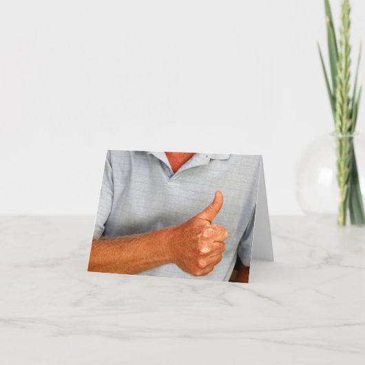 大人の男のジェスチャーを右手で親指で立て サンキューカード (正面)