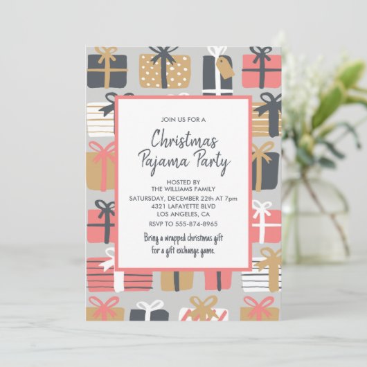 大人の眠りパーティの招待状かわいいプレゼント 招待状 (スタンド正面)