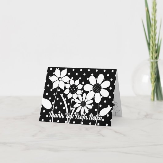 大人の着色おもしろい花と水玉模様ありがとう サンキューカード (正面)