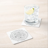 大人の着色の曼荼羅の白黒芸術 スクエアペーパーコースター (インサイチュ)