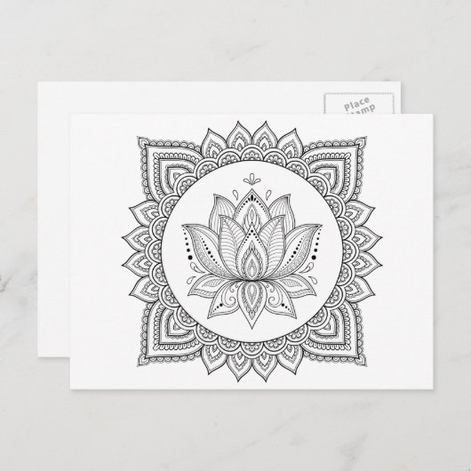 大人の着色の東洋の花の郵便はがき シーズンポストカード (正面/裏面)