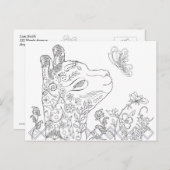 大人の着色アルパカバタフライDIYポストカード ポストカード (正面/裏面)