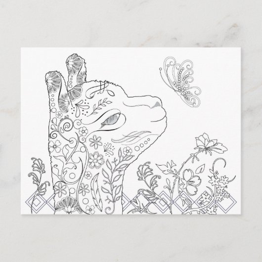 大人の着色アルパカバタフライDIYポストカード ポストカード (正面)