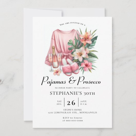 大人の睡眠者PJプロセッコ熱帯30歳の誕生日 招待状 (正面)