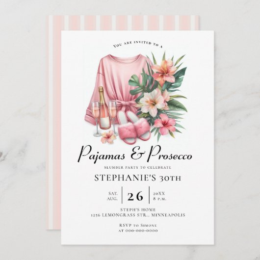 大人の睡眠者PJプロセッコ熱帯30歳の誕生日 招待状 (正面/裏面)