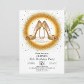 大人の素晴らしいデジタル金ゴールド40歳の誕生日 招待状 (スタンド正面)