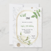 大人の緑とwhit誕生日パーティーの招待 招待状 (正面)