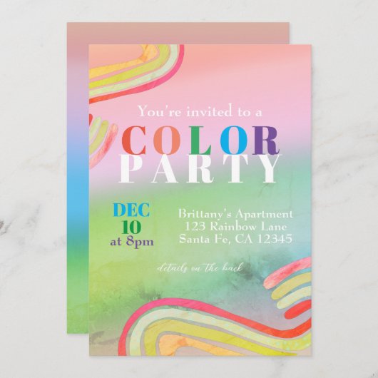 大人の色をテーマにしたパーティの招待状 招待状 (正面/裏面)