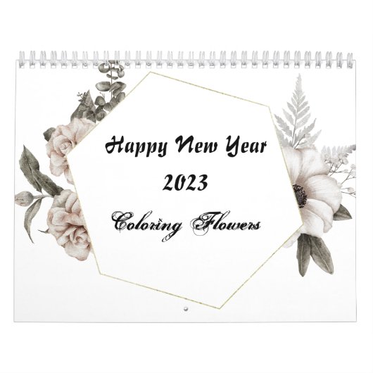 大人の花のための着色2023、独自の色 カレンダー (カバー)