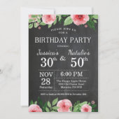 大人の花の黒板の接合箇所の誕生会 招待状 (正面)