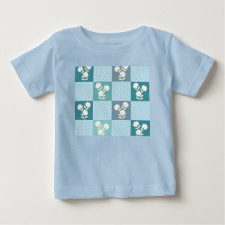 大人の花柄チェック柄シームレス パターン ソ ベビーTシャツ