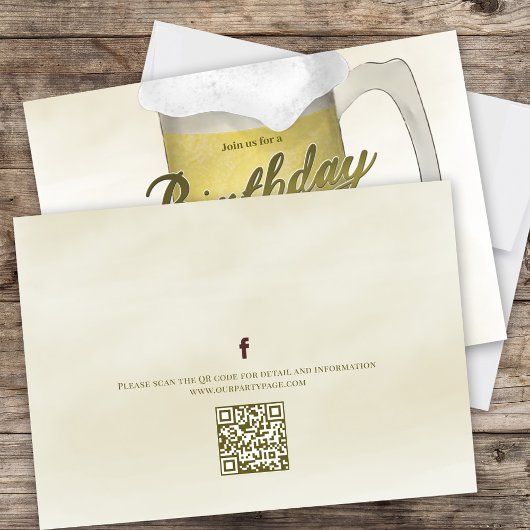 大人の誕生日パーティーウォーターカラービール 招待状