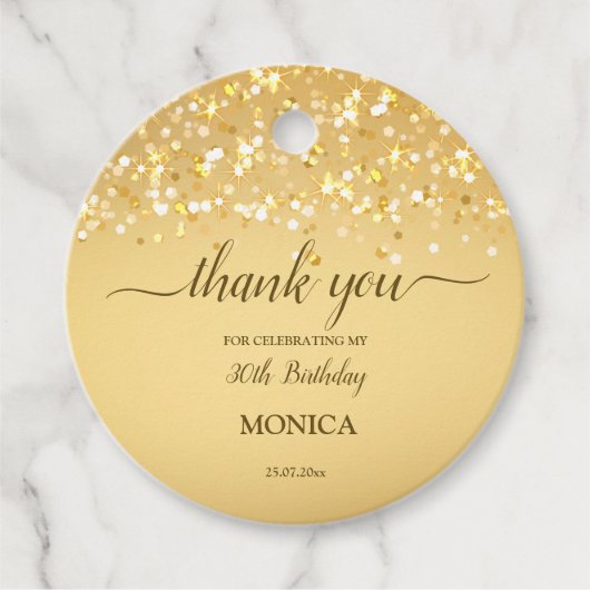 大人の誕生日パーティーエレガント金ゴールドミニマル フェイバータグ (正面)