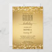 大人の誕生日パーティーエレガント金ゴールドミニマル 招待状 (正面)