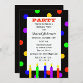 大人の誕生日パーティーキャンドルカラフルル 招待状 (正面/裏面)