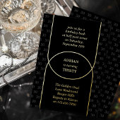 大人の誕生日パーティー任意の年齢ブラックと金ゴールドアーチ 箔招待状