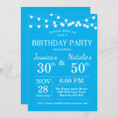 大人の誕生日パーティー招待ブルー 招待状 (正面/裏面)