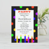 大人の誕生日パーティー カラフルなキャンドル 招待状 (スタンド正面)