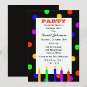 大人の誕生日パーティー カラフルなキャンドル 招待状 (正面/裏面)