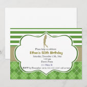 大人の誕生日招待状 ゴルフグリーンゴールド 招待状 (正面/裏面)