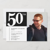 大人の誕生日50th誕生日の招待シック写真 招待状 (正面)