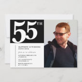 大人の誕生日55th誕生日の招待シック写真 招待状 (正面)