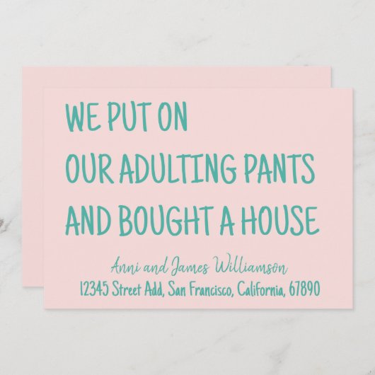 大人の責任を背負って家を買いました 案内状 (正面/裏面)