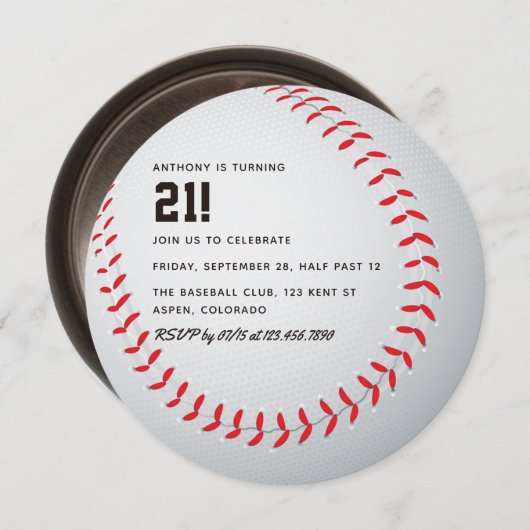 大人の野球誕生日パーティー 招待状 (正面/裏面)