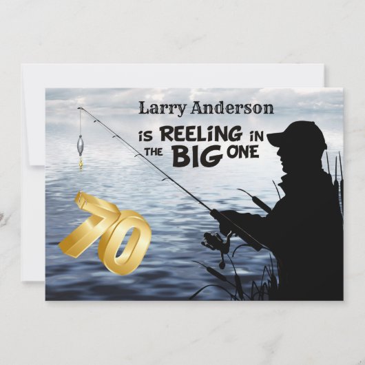大人の釣り人 70歳の誕生日 ビッグワン 招待状 (正面)